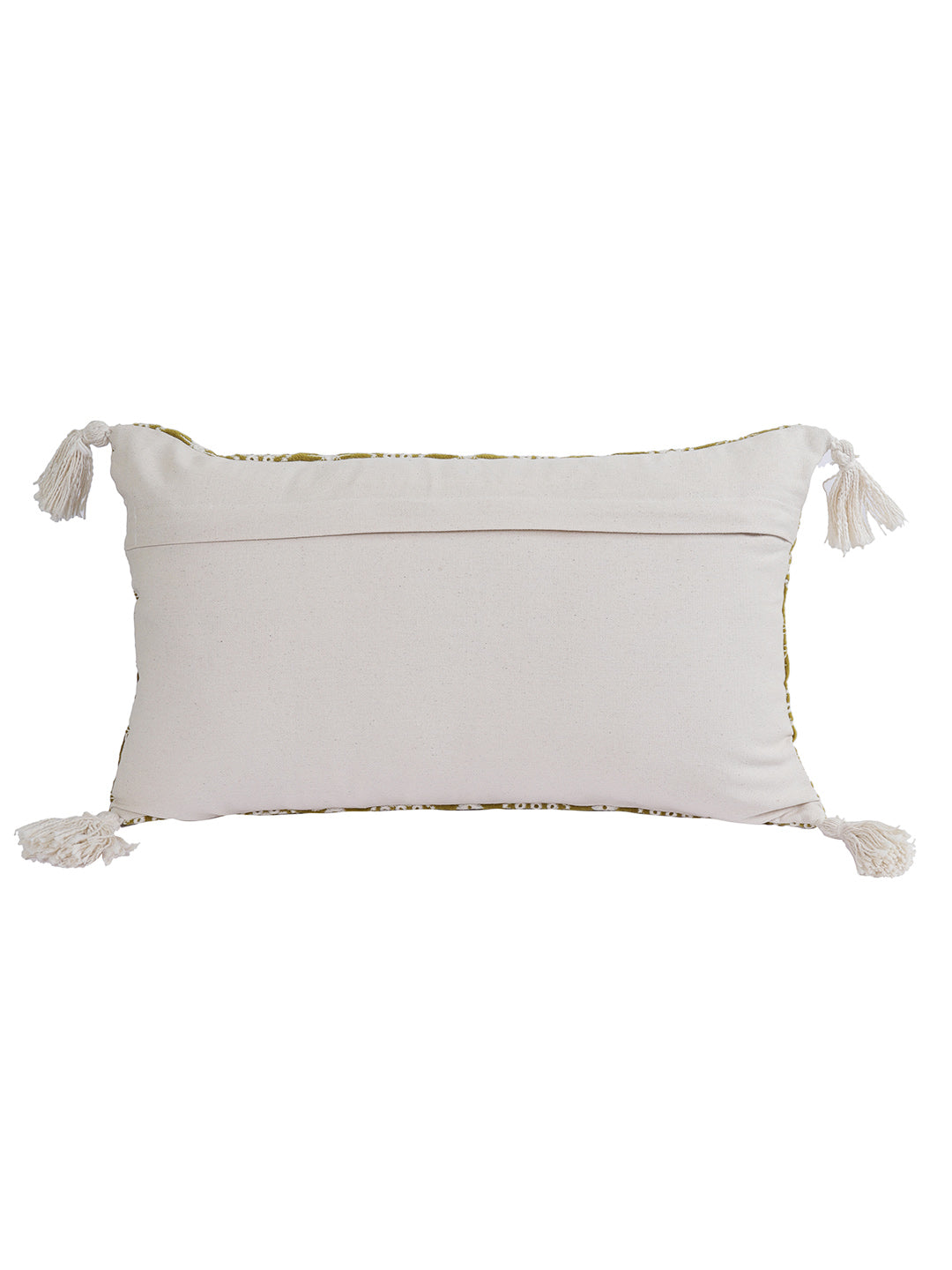Eyda Super Soft Green Color Set of 2 Embroidered Cushion Cover-12x20 Inch