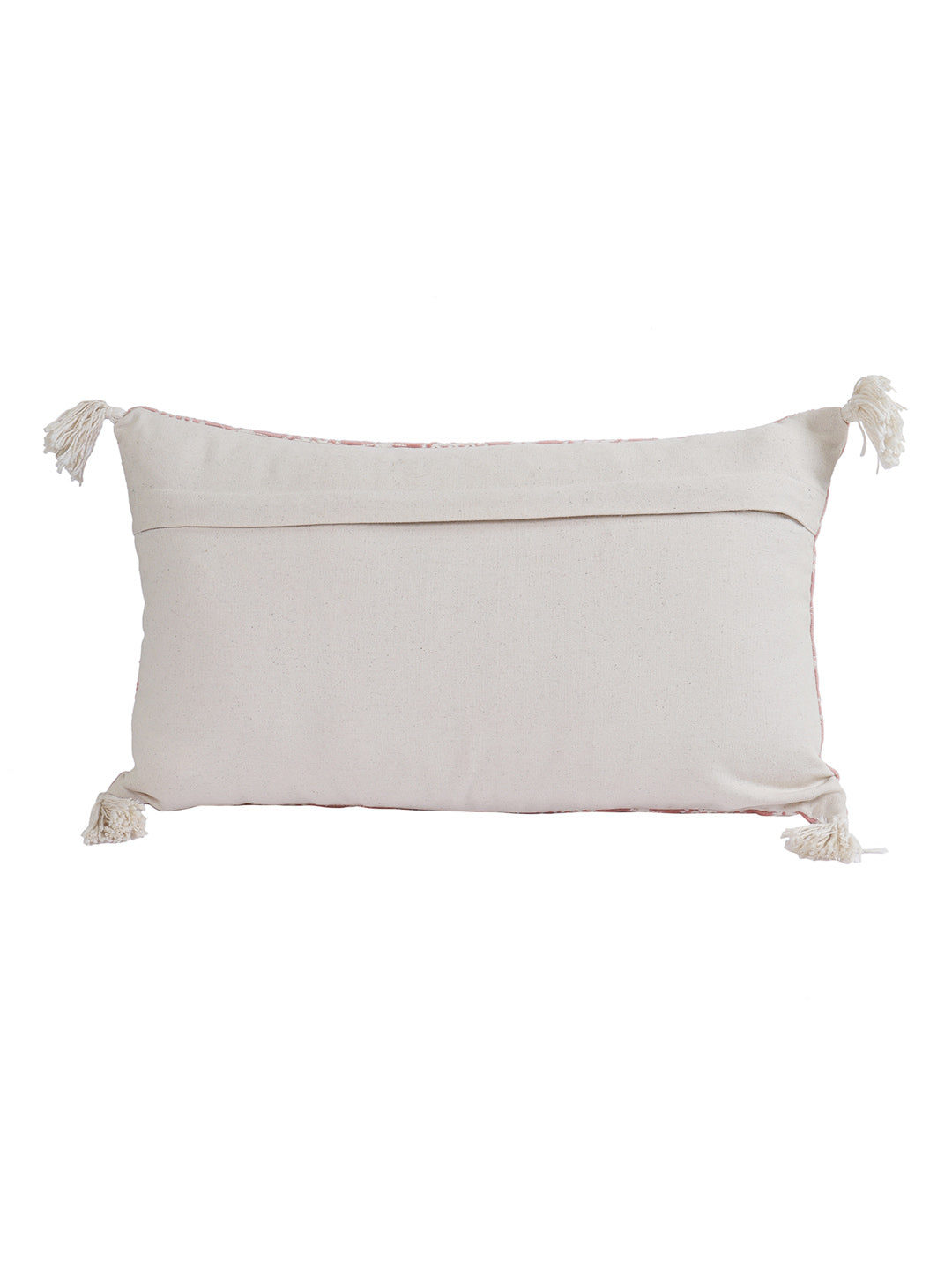 Eyda Super Soft Pink Color Set of 2 Embroidered Cushion Cover-12x20 Inch