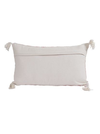 Eyda Super Soft Pink Color Set of 2 Embroidered Cushion Cover-12x20 Inch