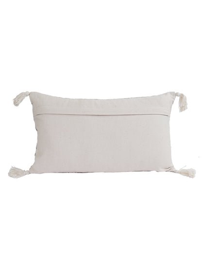 Eyda Super Soft Grey Color Set of 2 Embroidered Cushion Cover-12x20 Inch