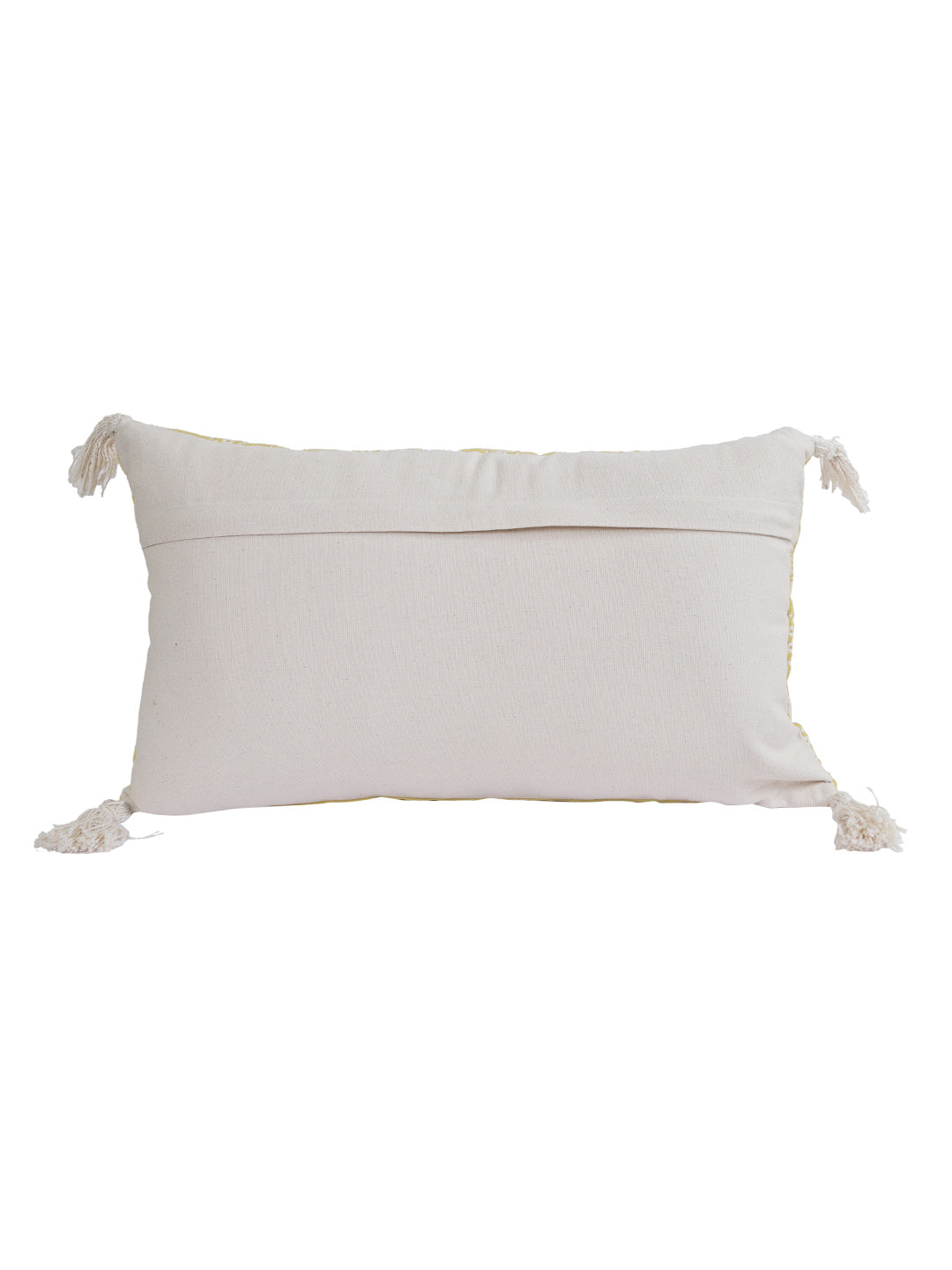 Eyda Super Soft Yellow Color Set of 2 Embroidered Cushion Cover-12x20 Inch