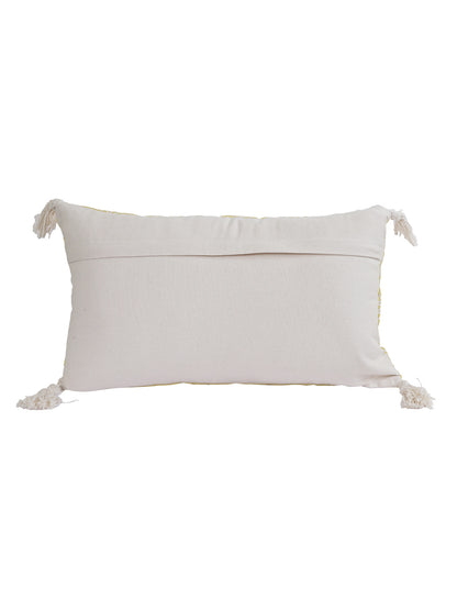 Eyda Super Soft Yellow Color Set of 2 Embroidered Cushion Cover-12x20 Inch