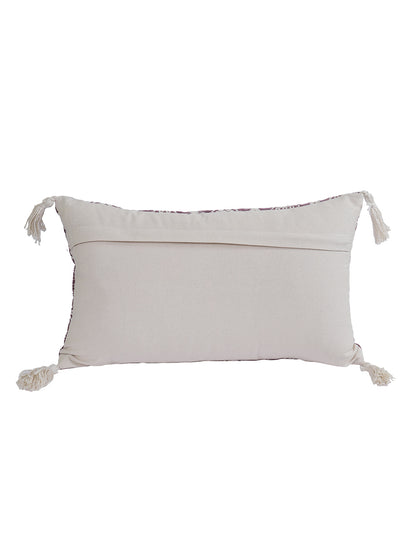 Eyda Super Soft Purple Color Set of 2 Embroidered Cushion Cover-12x20 Inch