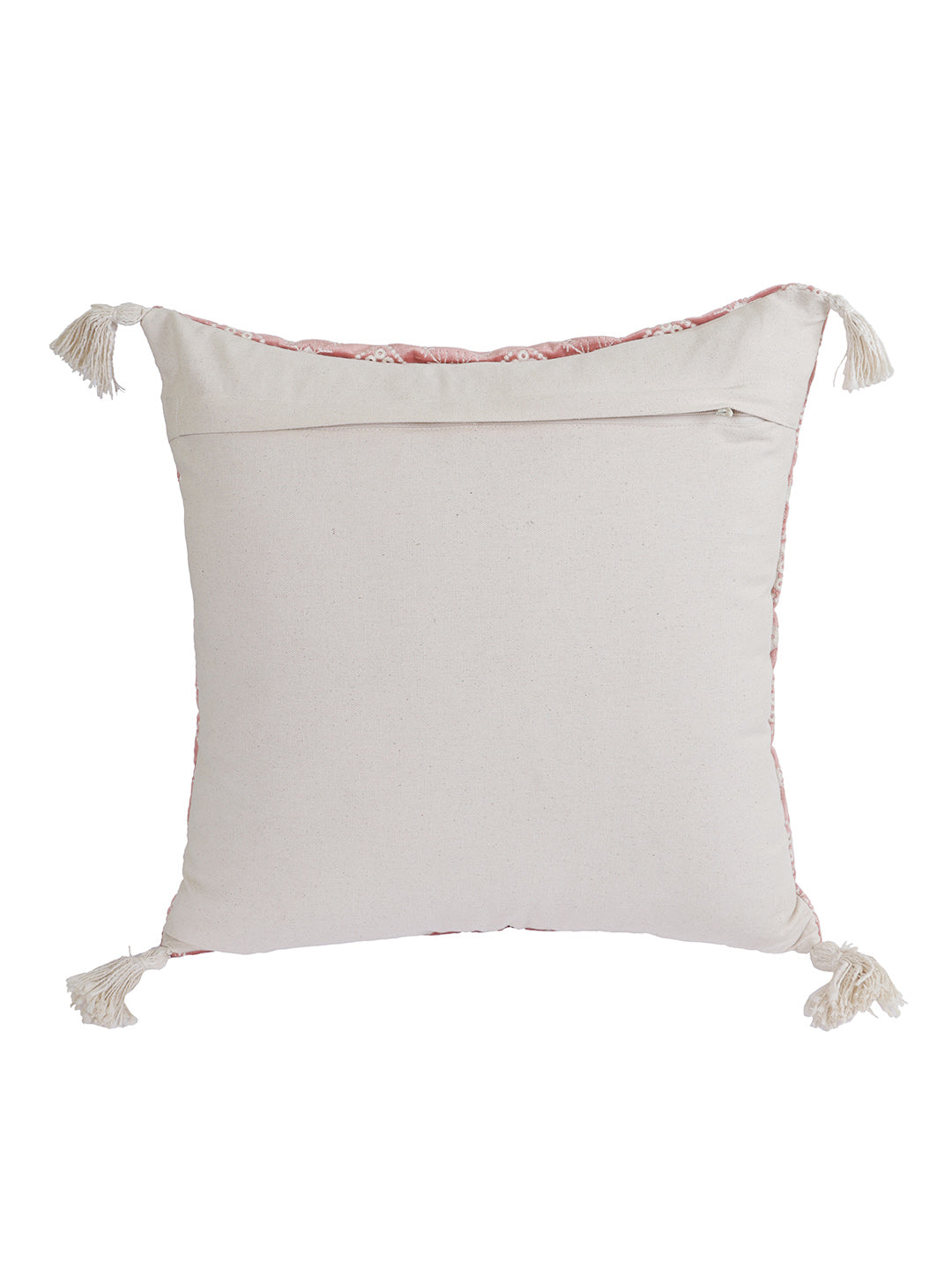 Eyda Super Soft Pink Color Set of 2 Embroidered Cushion Cover-18x18 Inch