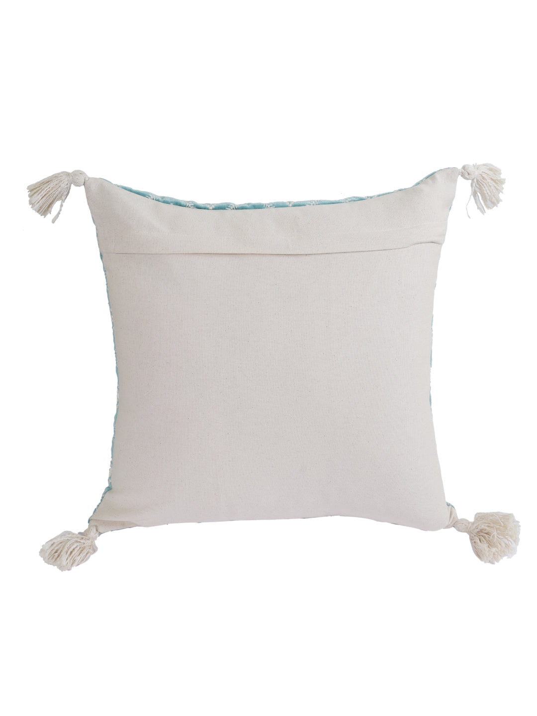 Eyda Super Soft Turquoise Blue Color Set of 2 Embroidered Cushion Cover-18x18 Inch