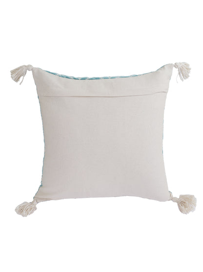 Eyda Super Soft Turquoise Blue Color Set of 2 Embroidered Cushion Cover-18x18 Inch