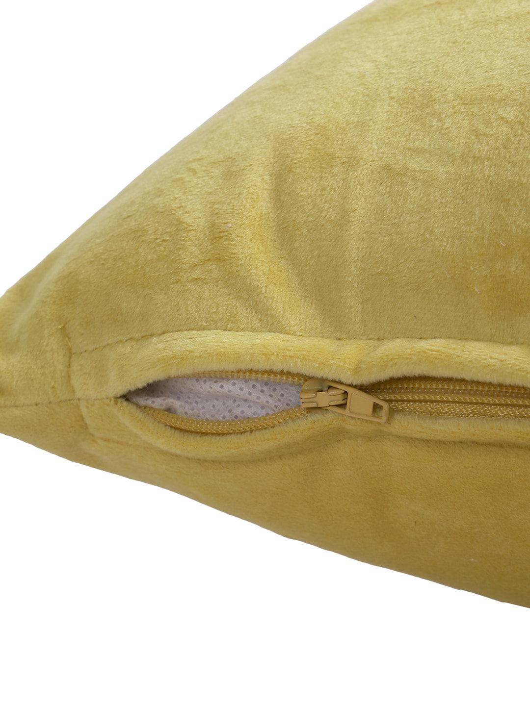 Eyda Velvet Yellow Color Beaded Sequin Set of 2 Cushion Cover-18x18 Inch