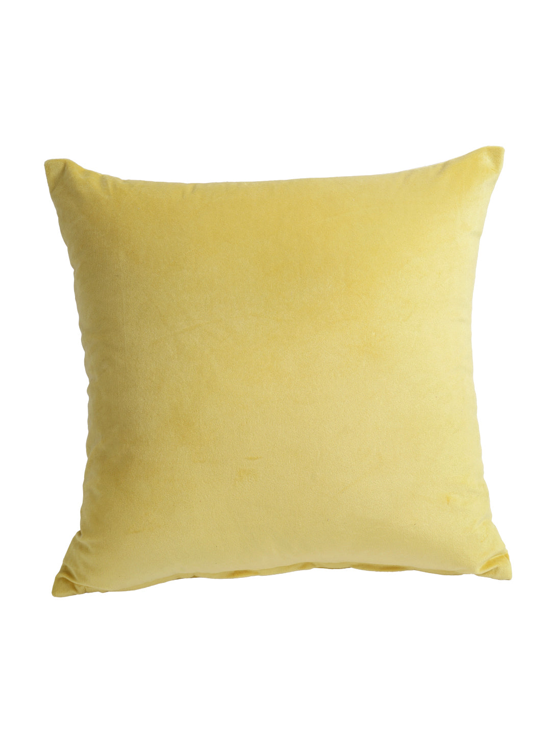Eyda Velvet Yellow Color Beaded Sequin Set of 2 Cushion Cover-18x18 Inch