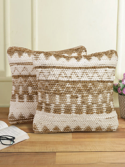 100% Cotton Tufted Aqua Cushion Cover Set of 2 (18x18 Inch)
