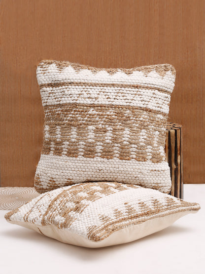 100% Cotton Tufted Aqua Cushion Cover Set of 2 (18x18 Inch)