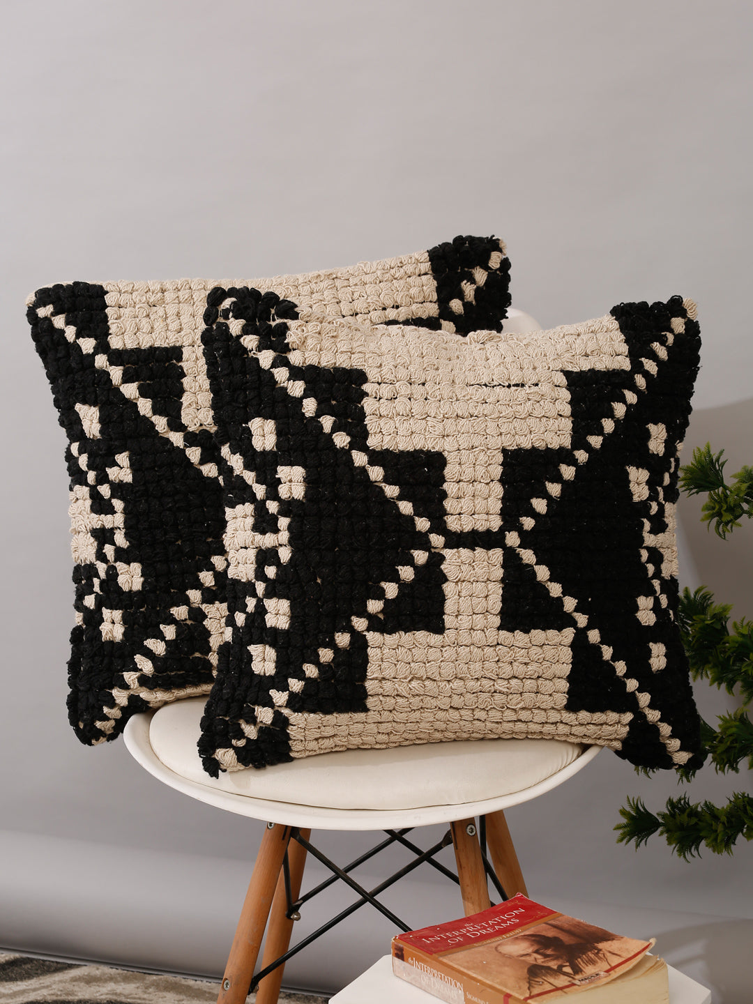 Cotton and Jute Hand Woven Cushion Cover Set of 2 (20x20 inch)