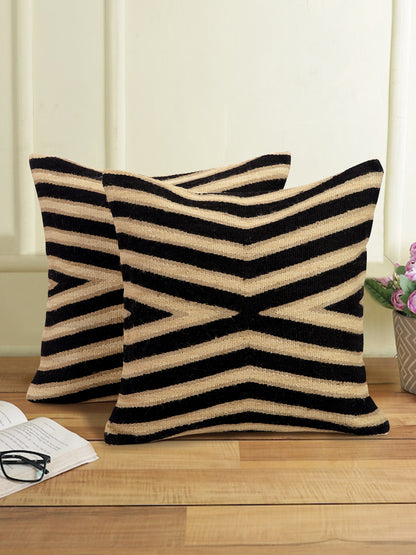 Cotton and Jute Hand Woven Cushion Cover Set of 2 (20x20 inch)
