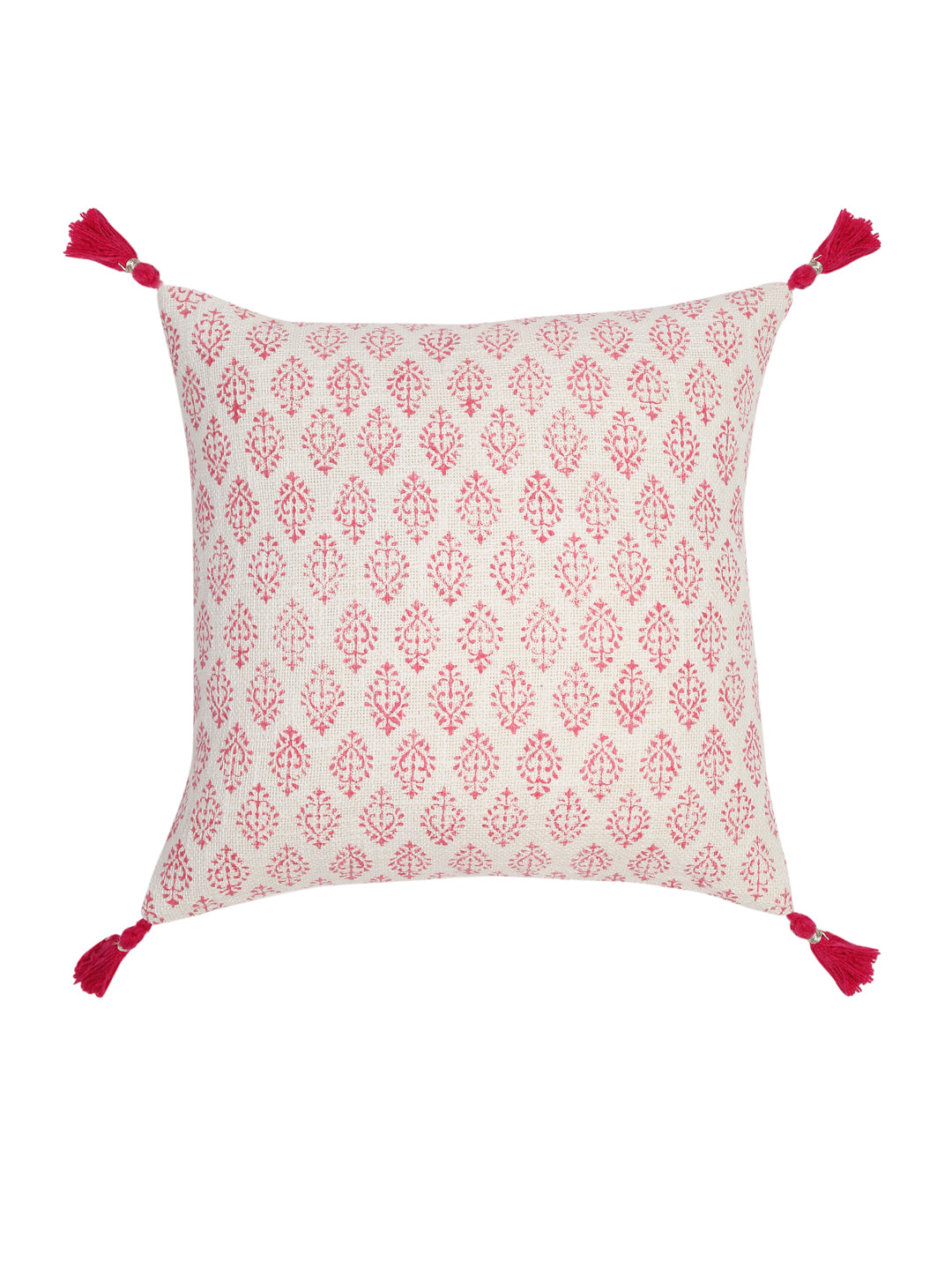 Hand Block Pink Color Cushion Cover set of 2 (18x18 Inch)