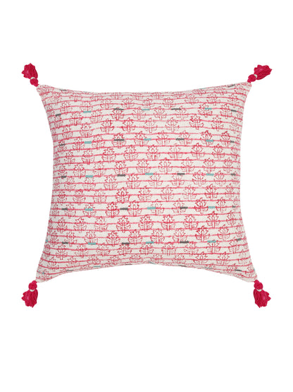 Hand Block Pink Color Cushion Cover set of 2 (18x18 Inch)