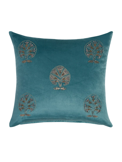 Velvet Hand Work Cushion Cover Set of 2 (18x18 Inch)