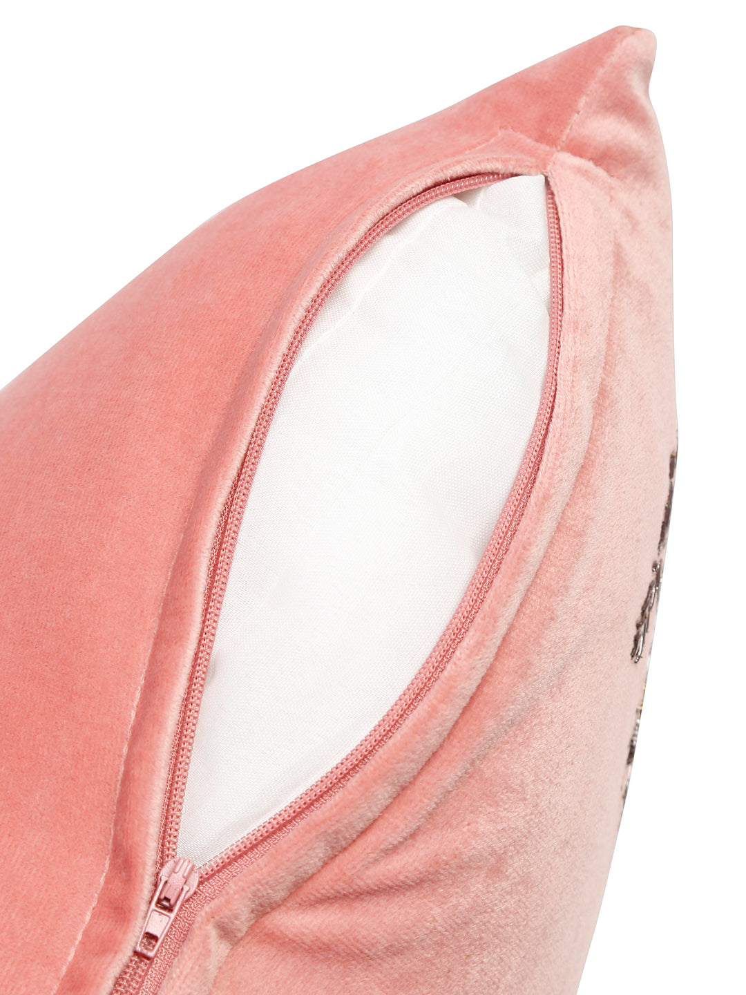 Pink Color Velvet Hand Work Cushion Cover Set of 2 (18x18 Inch)