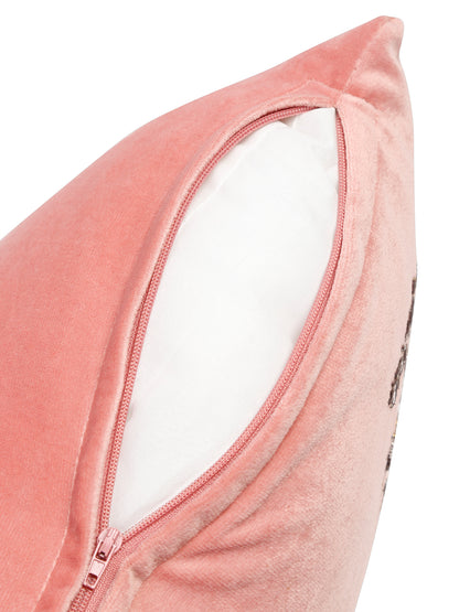 Pink Color Velvet Hand Work Cushion Cover Set of 2 (18x18 Inch)