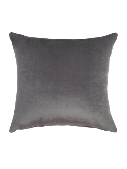 Grey Color Velvet Hand Work Cushion Cover Set of 2 (18x18 Inch)