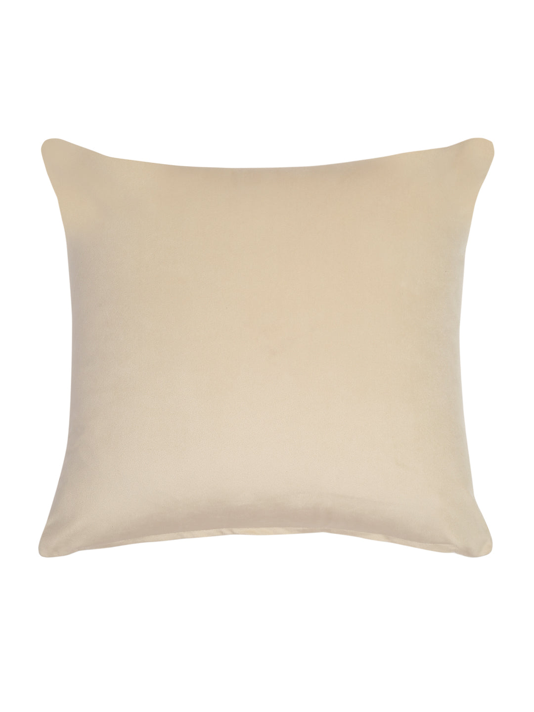 Ivory Color Velvet Hand Work Cushion Cover Set of 2 (18x18 Inch)