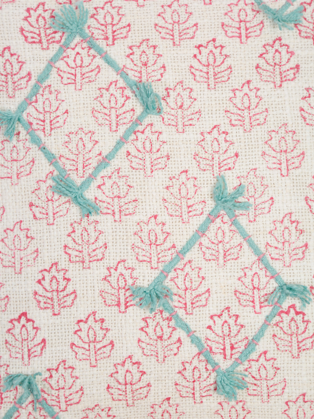 Hand Block Pink Color Cushion Cover set of 2 (18x18 Inch)