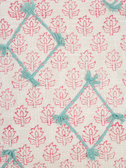 Hand Block Pink Color Cushion Cover set of 2 (18x18 Inch)
