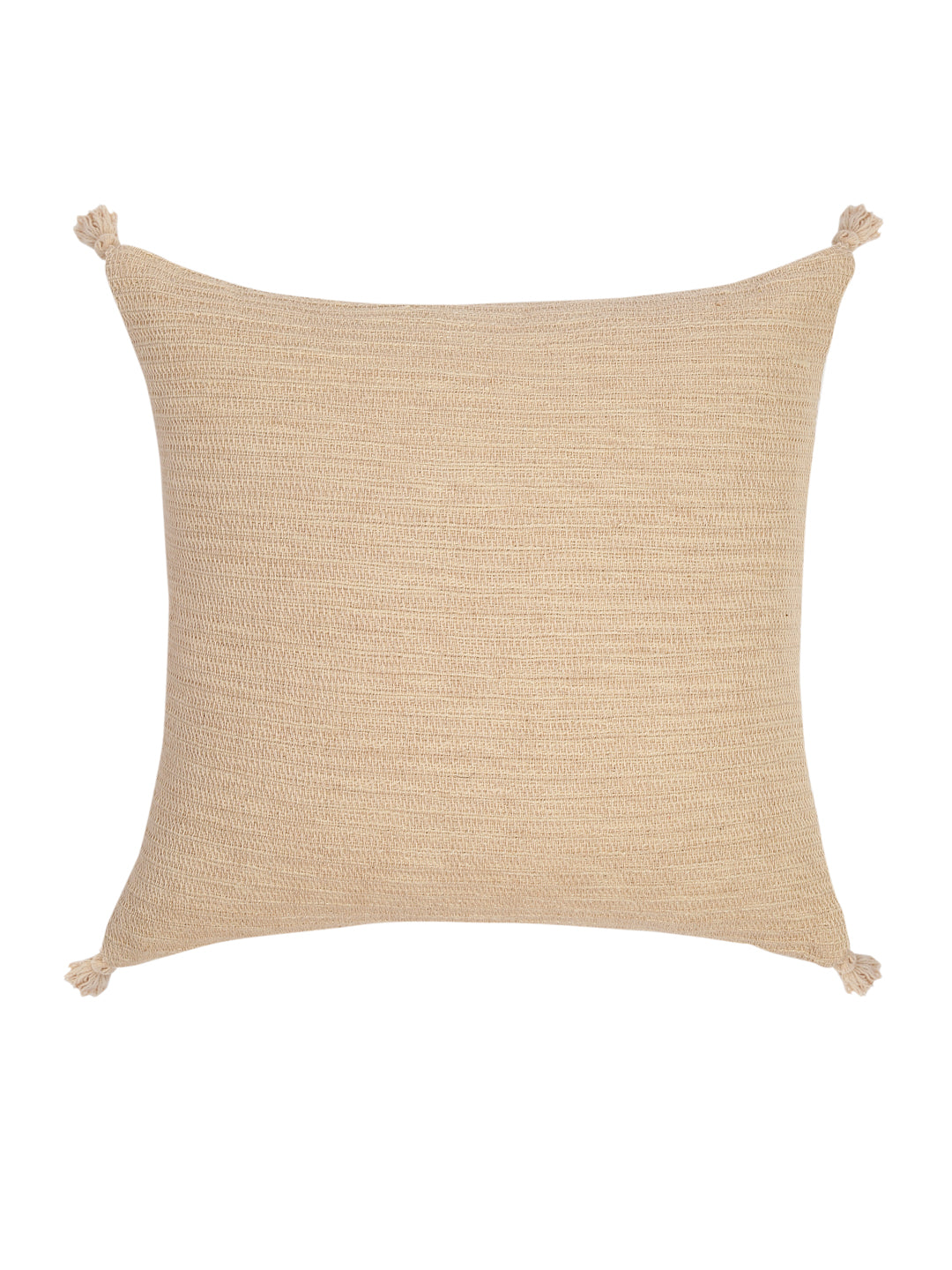 Beige Color Cotton Woven Cushion Cover Set of 2 (18x18 Inch)