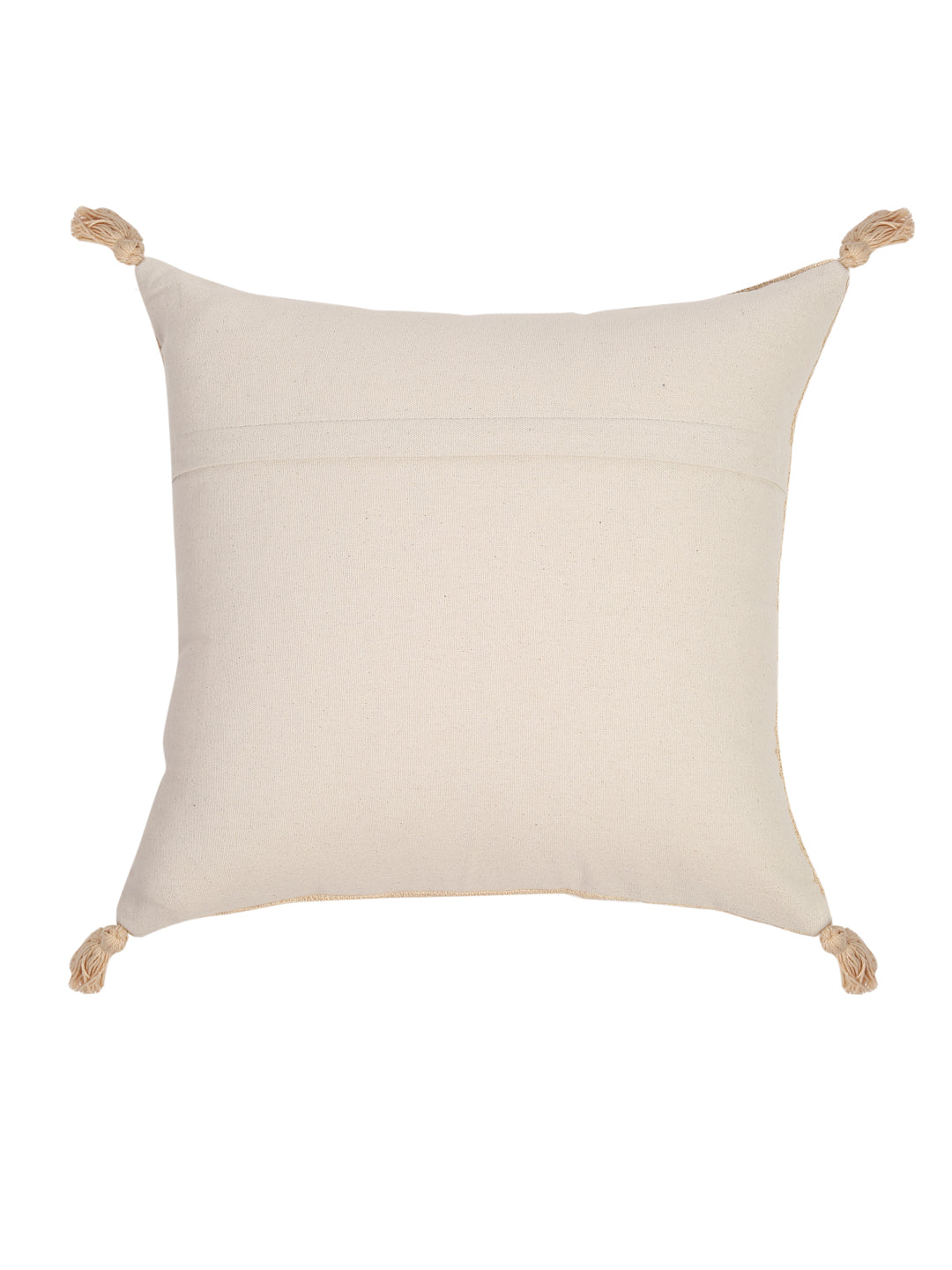 Beige Color Cotton Woven Cushion Cover Set of 2 (18x18 Inch)
