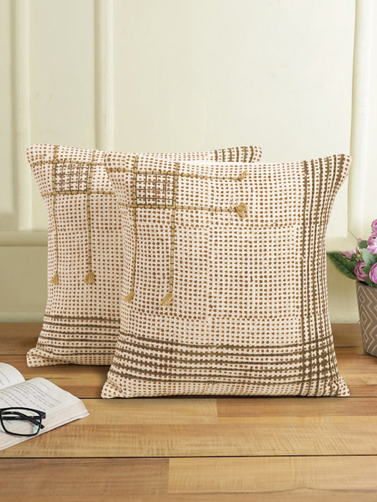 Hand Block Multi Color Cushion Cover set of 2 (18x18 Inch)