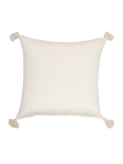 Ivory Color Velvet Hand Work Cushion Cover Set of 2 (18x18 Inch)