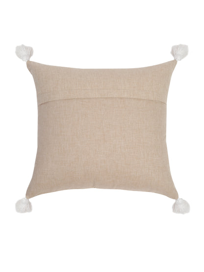 Beige Color Cotton Hand Work Cushion Cover Set of 2 (18x18 Inch)