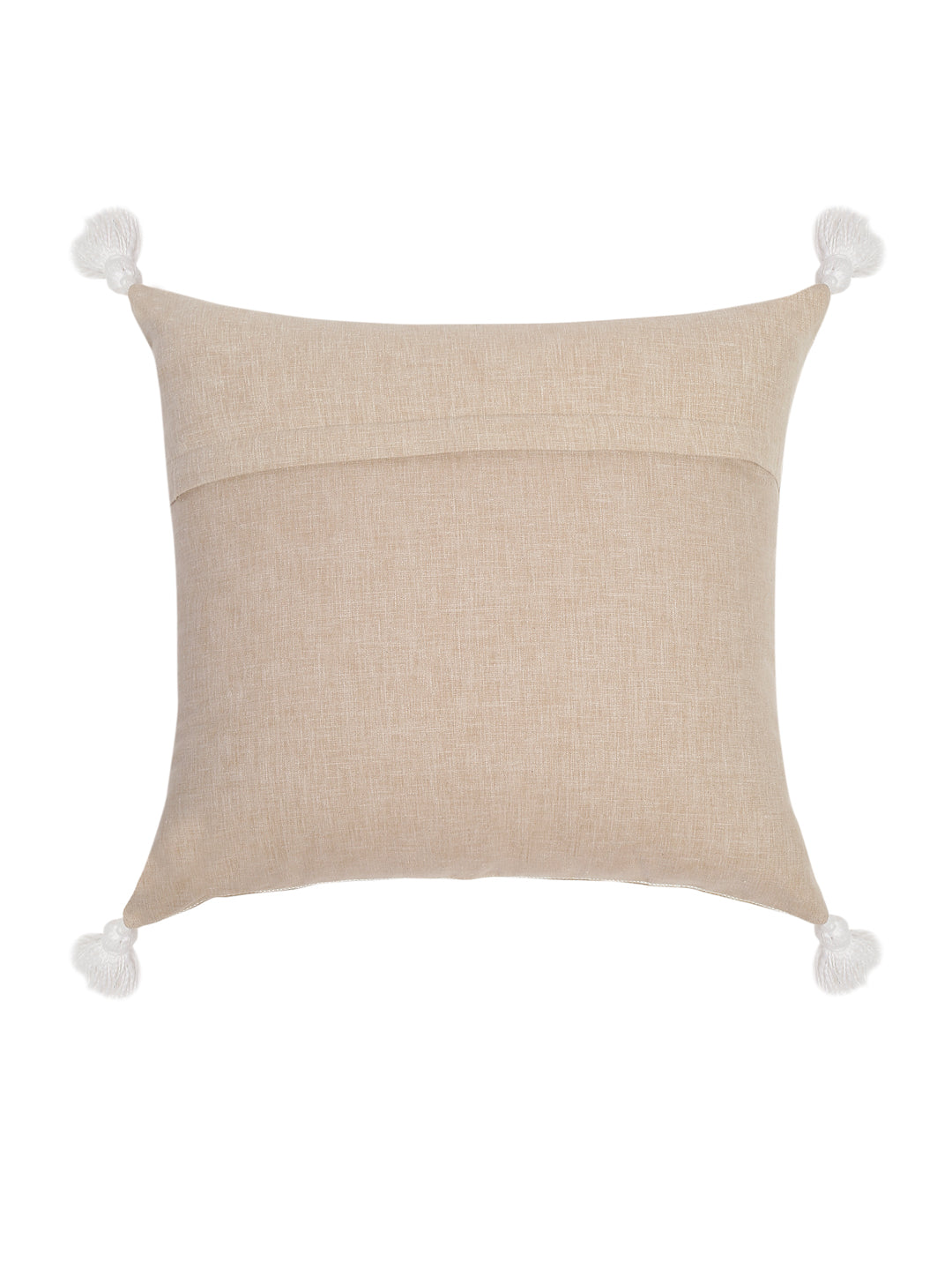 Beige Color Cotton Hand Work Cushion Cover Set of 2 (16x16 Inch)