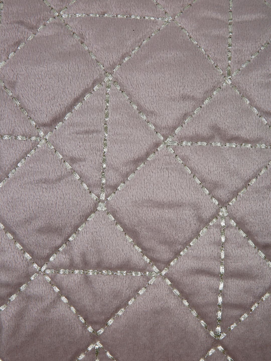 Velvet Grey Color Set of 2 Quilted Cushion Cover (12x20 Inch)