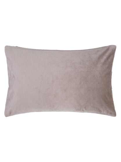 Velvet Grey Color Set of 2 Quilted Cushion Cover (12x20 Inch)