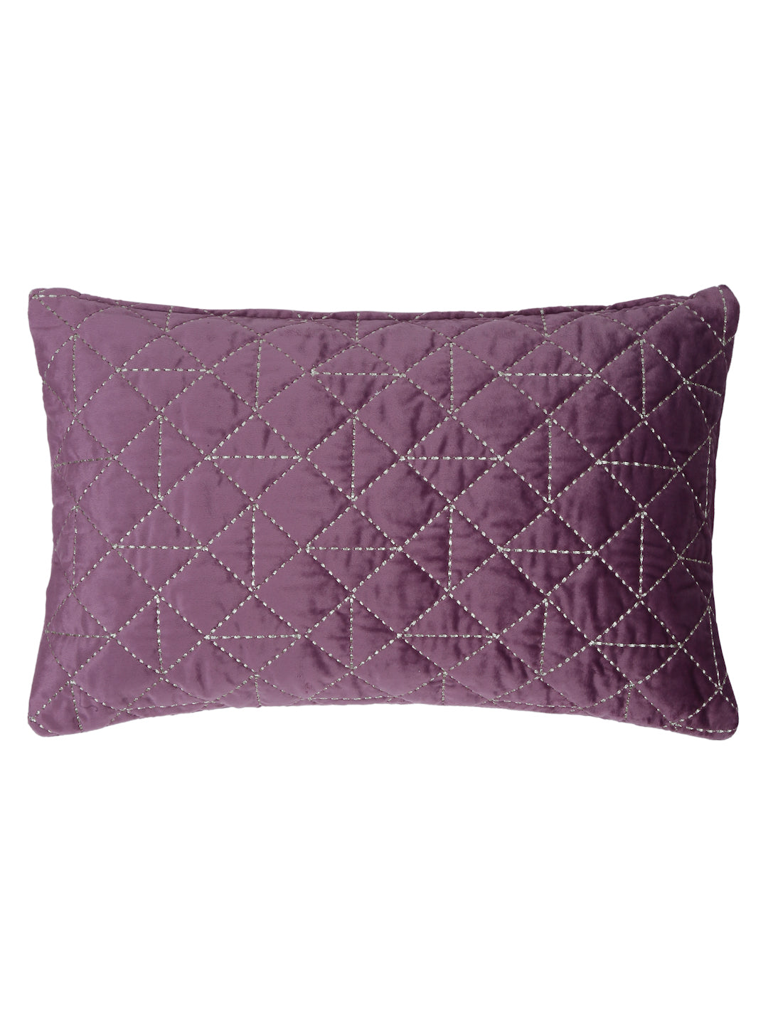 Mauve Color Set of 2 Quilted Cushion Cover (12x20 Inch)