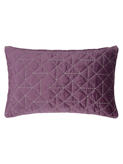 Mauve Color Set of 2 Quilted Cushion Cover (12x20 Inch)