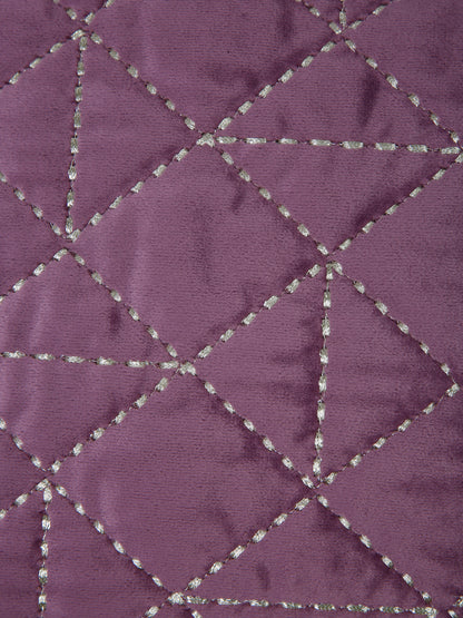 Mauve Color Set of 2 Quilted Cushion Cover (12x20 Inch)