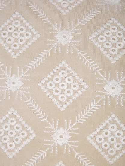 Ivory Color Embroidered Cushion Cover Set of 2 (12x20 Inch)