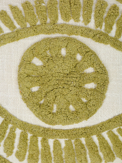 100% Cotton Tufted Olive Green Cushion Cover Set of 2 (18x18 Inch)