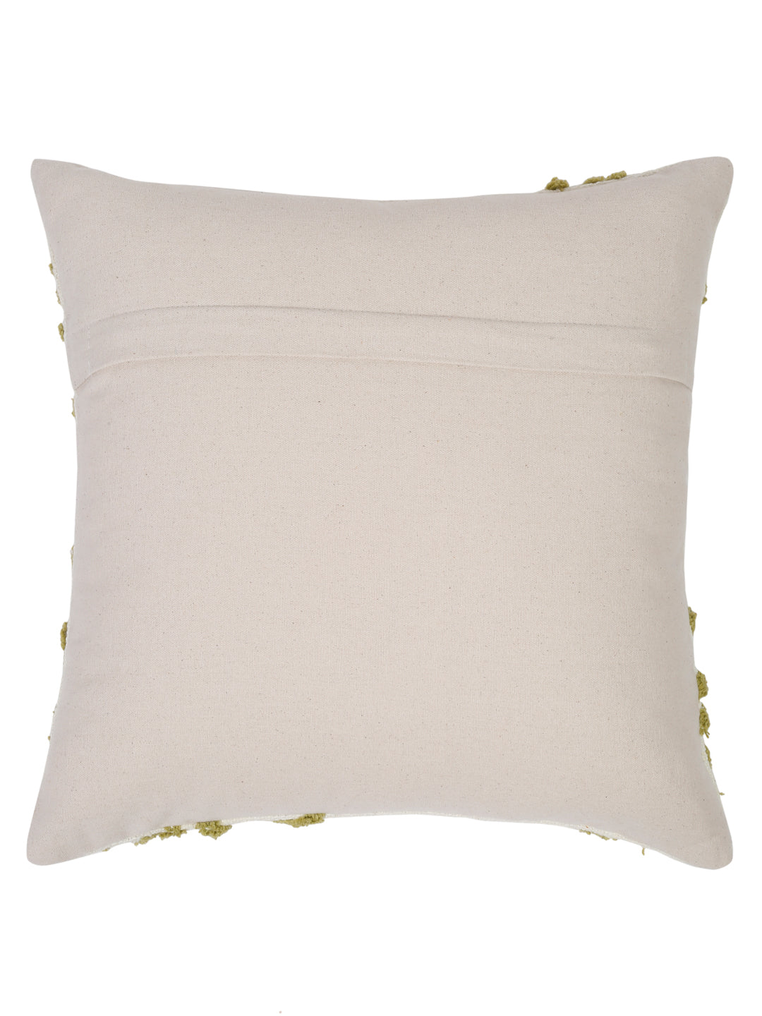 100% Cotton Tufted Olive Green Cushion Cover Set of 2 (18x18 Inch)