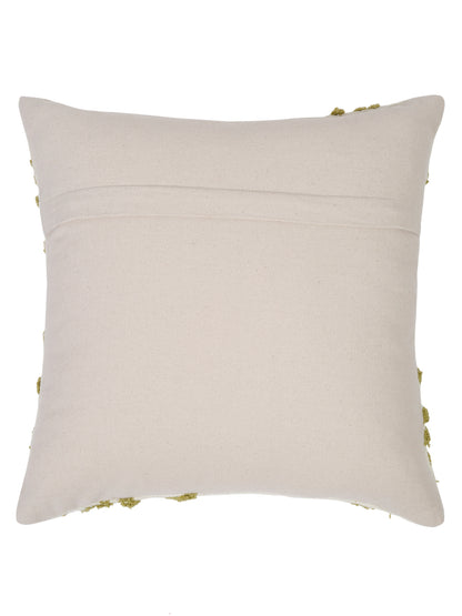 100% Cotton Tufted Olive Green Cushion Cover Set of 2 (18x18 Inch)