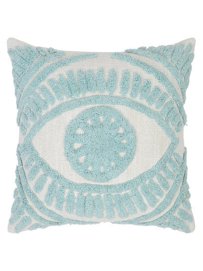 100% Cotton Tufted Beige Cushion Cover Set of 2 (18x18 Inch)