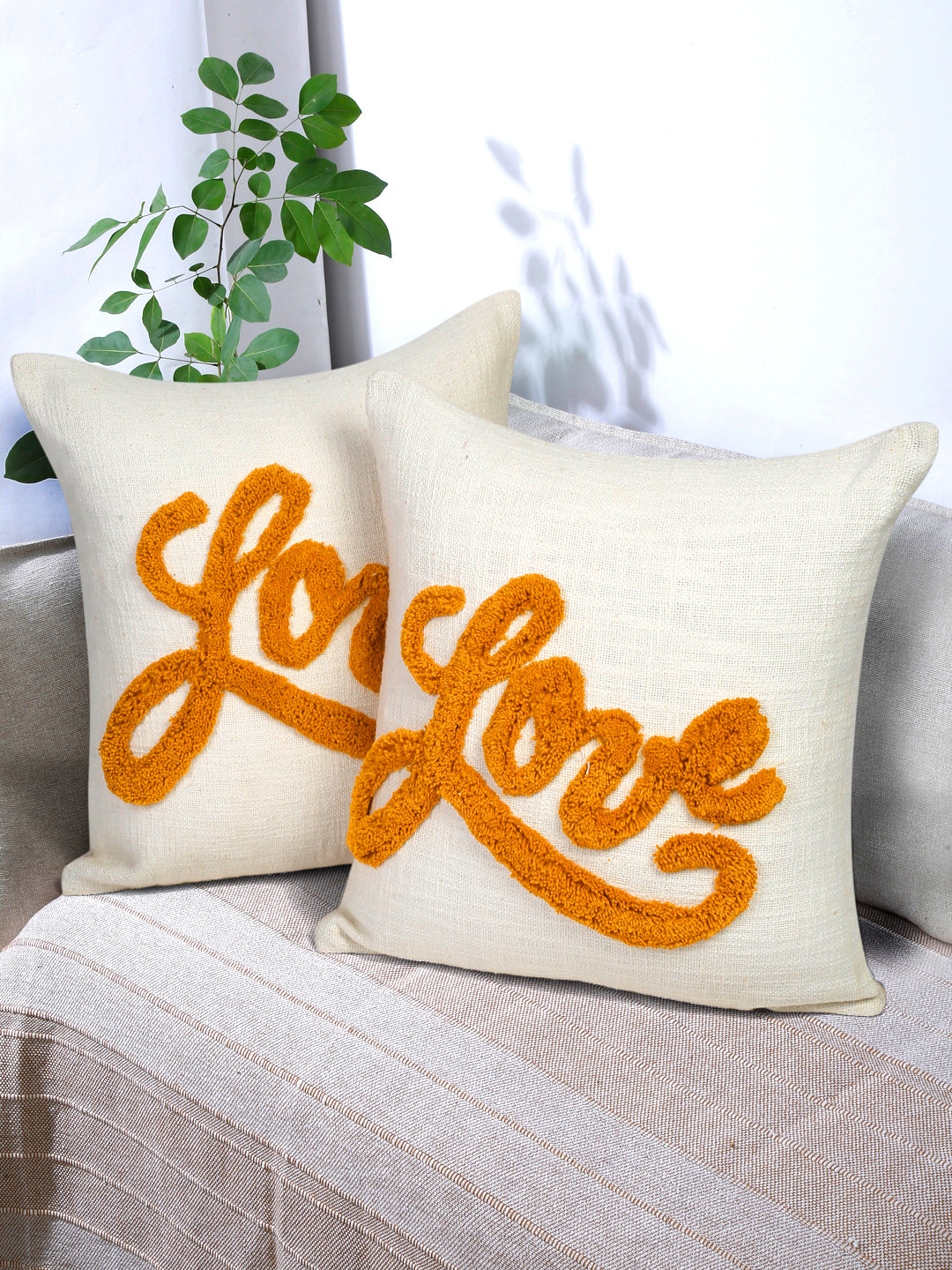 Eyda 100% Cotton Tufted Cushion Cover Set of 2