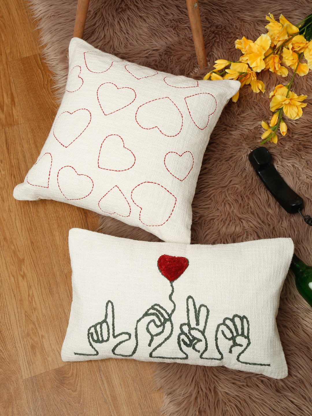 Eyda Cotton Embroidered Cushion Cover Set of 2