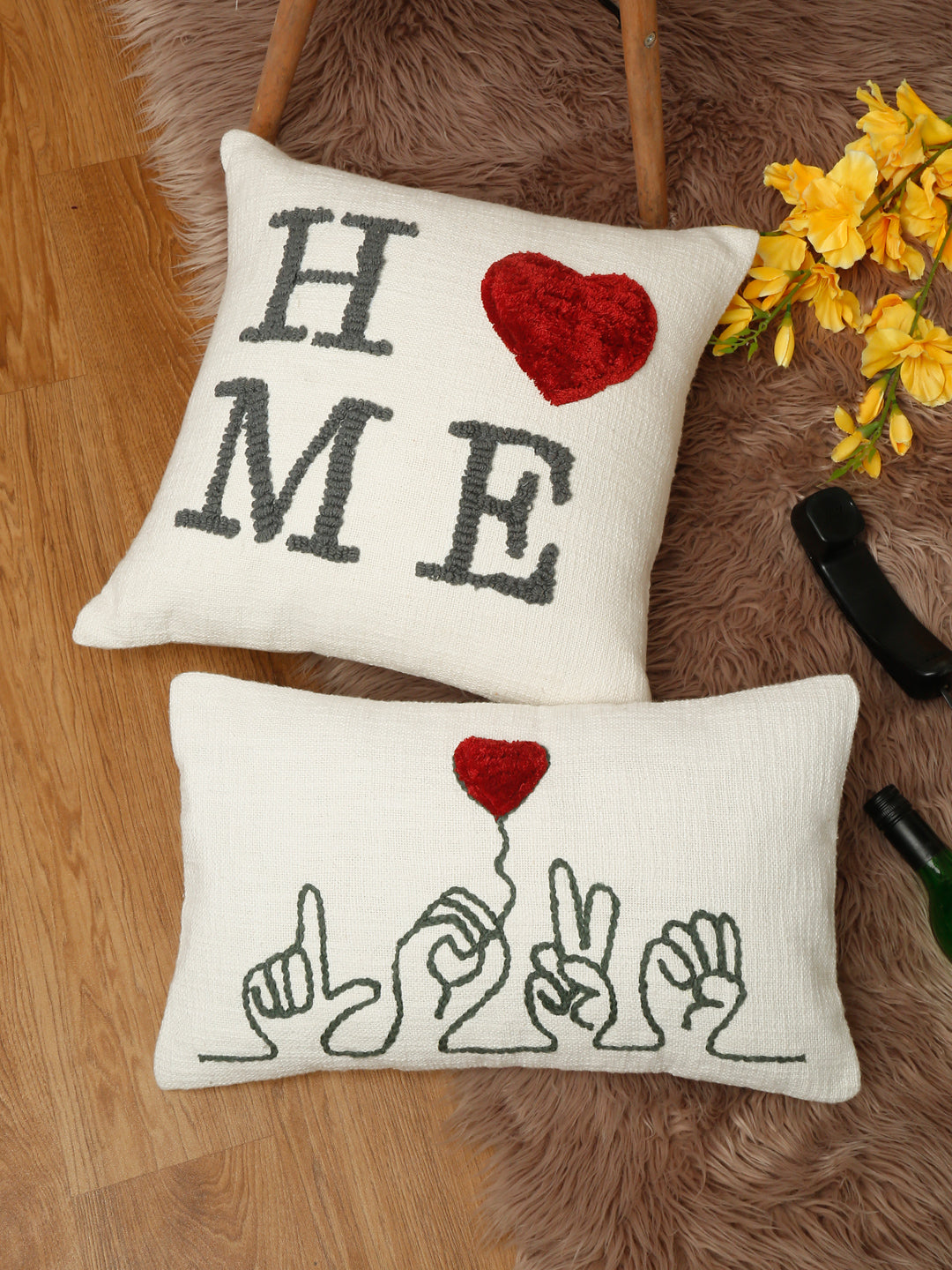 Eyda Cotton Embroidered Cushion Cover Set of 2