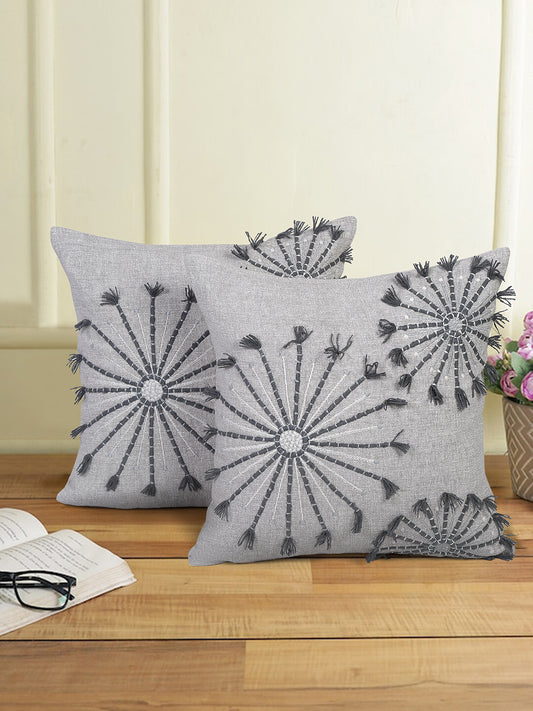 Eyda Embroidered Cotton Cushion Covers Set of 2-18x18 inch