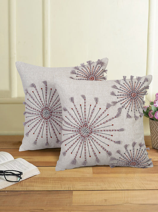 Eyda Embroidered Cotton Cushion Covers Set of 2-18x18 inch