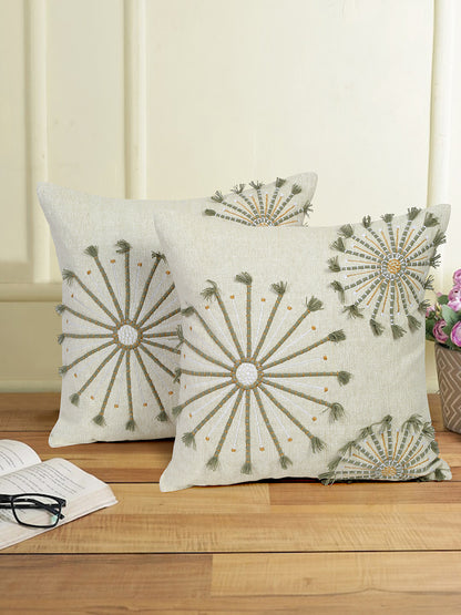 Eyda Embroidered Cotton Cushion Covers Set of 2-18x18 inch