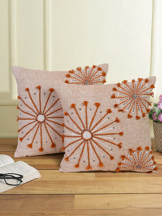Eyda Embroidered Cotton Cushion Covers Set of 2-18x18 inch