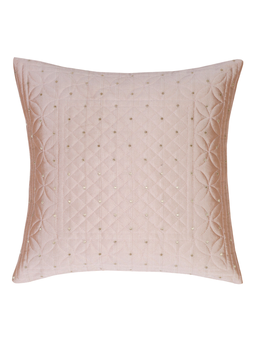 Eyda Peach Color Quilted Cushion Covers Set of 2 - 16x16 inch