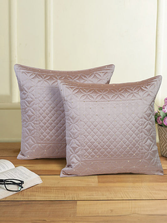 Eyda Grey Color Quilted Cushion Covers Set of 2 - 16x16 inch